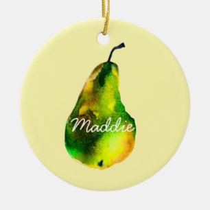 Décoration En Céramique Pear aquarelle fruit vert