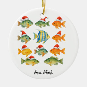 Décoration En Céramique Pêche amour Noël thème avec Santa Hat