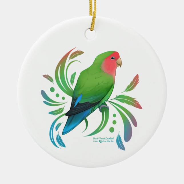 Décoration En Céramique Pêche verte face à l'oiseau (Devant)