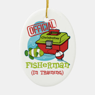 Décoration En Céramique Pêcheur de garçon dans la formation