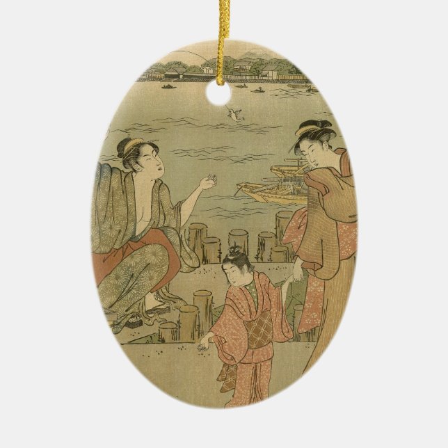 Décoration En Céramique Pêcheurs Japonais (Devant)