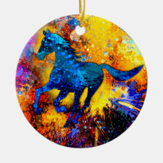 Décoration En Céramique Peinture Abstraite Cheval en Course