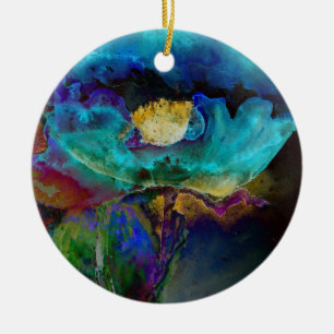 Décoration En Céramique Peinture aquarelle florale sarcelle élégante roman