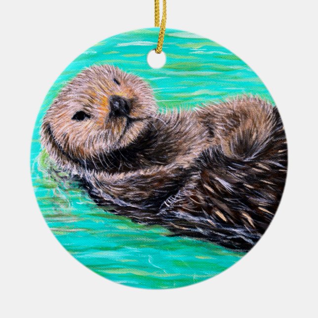 Décoration En Céramique Peinture de loutre de mer (Devant)