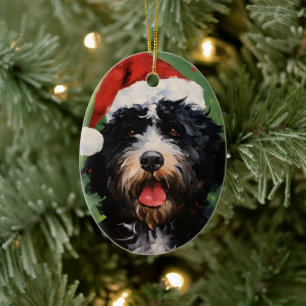 Décoration En Céramique Peinture de Noël pour chien d'eau portugais