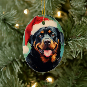 Décoration En Céramique Peinture de Noël Rottweiler