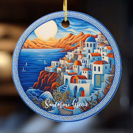 Décoration En Céramique Peinture de Santorin Grèce | Art du voyage