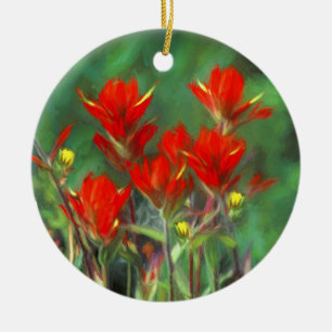 Décoration En Céramique Peinture indienne de pinceau - Art Fleur original