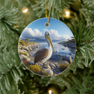 Décoration En Céramique Pélican Brun Souvenir