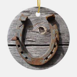 Décoration En Céramique Pendentif accrochant en fer à cheval rouillé rur