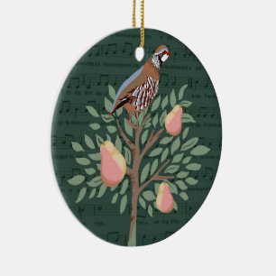 Décoration En Céramique Perdrix dans un arbre fruitier Noël Carole sur ver