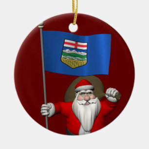 Décoration En Céramique Père Noël Avec Drapeau De L'Alberta CDN