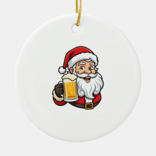 Décoration En Céramique Père Noël buvant de la bière Graphique de Noël