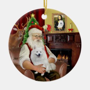 Décoration En Céramique Père Noël-Chien Esquimau Américain
