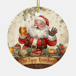 Décoration En Céramique Père Noël de fête de Noël britannique au pub