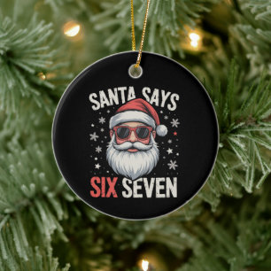 Décoration En Céramique Père Noël drôle dit six sept Noël 67 Meme Xmas