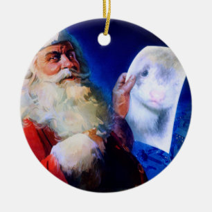Décoration En Céramique Père Noël et le furet