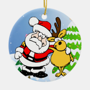 Décoration En Céramique père Noël et Reindeer Pal Orament