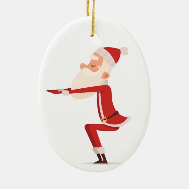 Décoration En Céramique père Noël faisant du yoga (Dos)