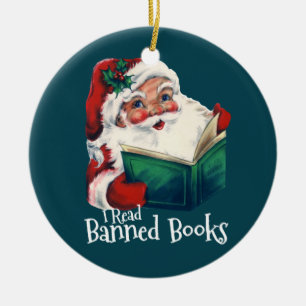 Décoration En Céramique Père Noël Lit Les Livres Interdits