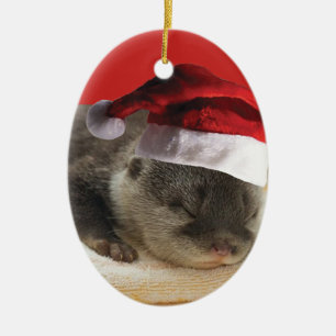 Décoration En Céramique Père Noël Loutre Endormie