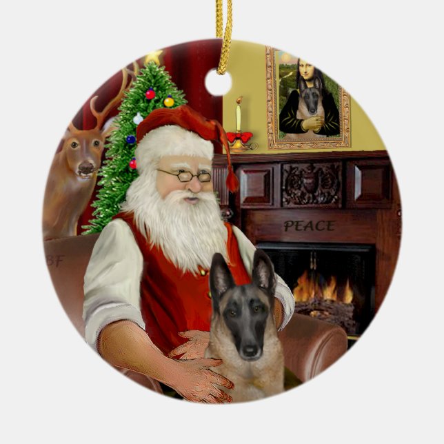 Décoration En Céramique Père Noël - Malinois belge (Devant)