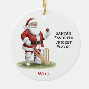 Décoration En Céramique Père Noël mignon personnalisé jouant au cricket