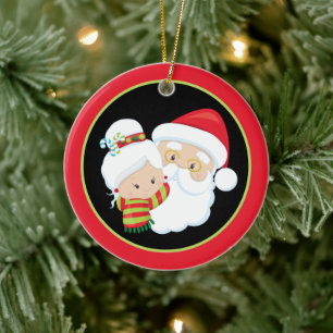 Décoration En Céramique père Noël Mme Claus exprime