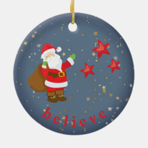 Décoration En Céramique Père Noël personnalisé avec étoiles CROIRE