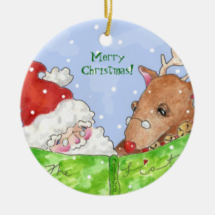 Décoration En Céramique père Noël, rudolph et la liste !