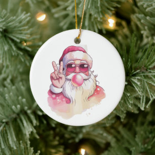 Décoration En Céramique Père Noël soufflant du bubble gum Lunettes de sole