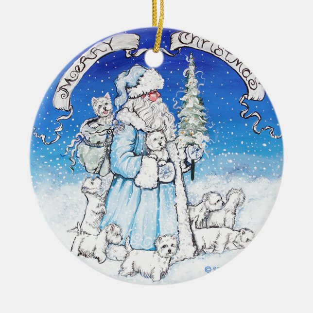 Décoration En Céramique Père Noël Westies (Devant)