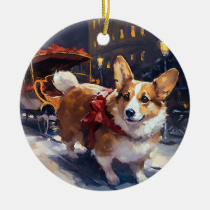 Décoration En Céramique Période de fêtes de Noël Corgi