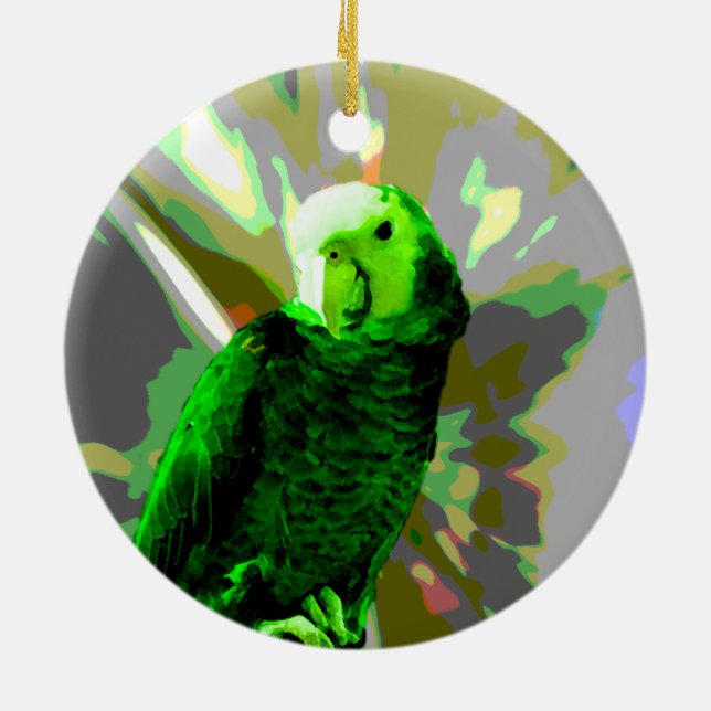 Décoration En Céramique Perroquet vert 6537 (Dos)