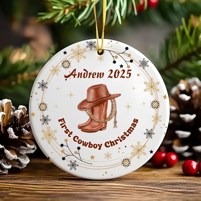 Décoration En Céramique Personalized Baby Cowboy First Christmas  Ceramic (Créateur téléchargé)