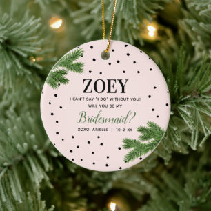 Décoration En Céramique Personalized Bridesmaid Proposal Pink with Dots