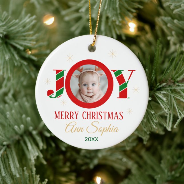 Décoration En Céramique Personalized Joy Christmas Photo (Arbre)