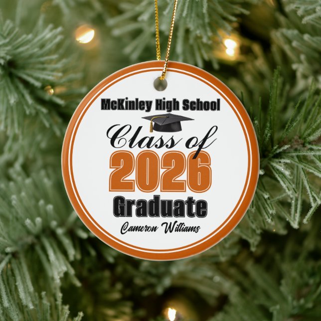 Décoration En Céramique Personalized Orange Class of 2026 Graduation Photo (Arbre)