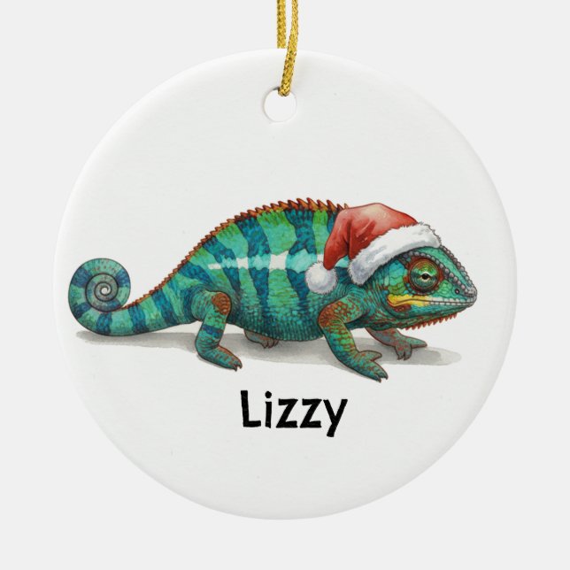 Décoration En Céramique Personalized Panther Chameleon at Christmas (Devant)