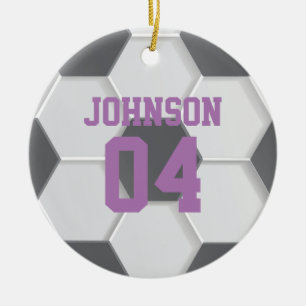 Décoration En Céramique Personalized Purple Soccer Ball Christmas
