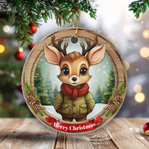 Décoration En Céramique Personnage de Vacances Rustique Noël Renne Cadeau