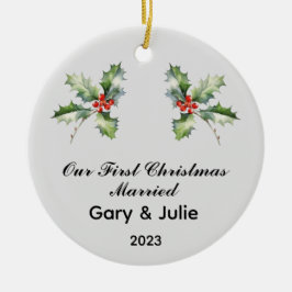 Décoration En Céramique Personnalisé 1er Noël Marié Keepsaké
