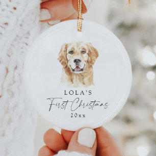 Décoration En Céramique Personnalisé Golden Retriever Mon premier Noël