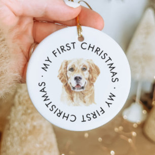 Décoration En Céramique Personnalisé Golden Retriever Mon premier Noël