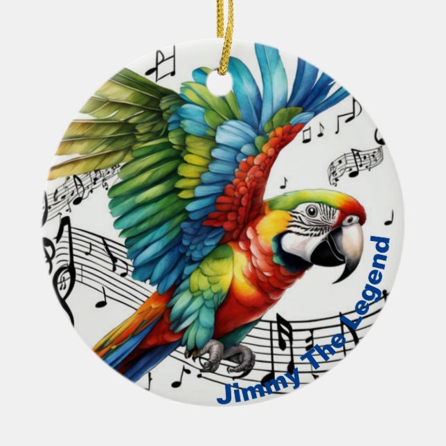 Décoration En Céramique Personnalisé Jimmy The Legend, Parrot, Musical, (Devant)