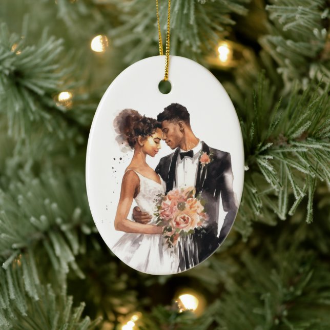 Décoration En Céramique Personnalisé Juste Marié Mariage Couple (Arbre)