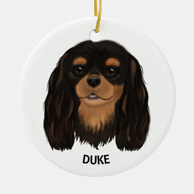 Décoration En Céramique Personnalisé noir et Tan Cavalier King Spaniel (Devant)