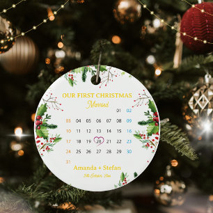 Décoration En Céramique Personnalisé Notre Premier Calendrier Marié de Noë