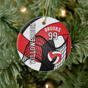 Décoration En Céramique Personnalisé - Rouge, Blanc et Noir - 🏐 de volley