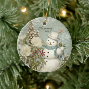 Décoration En Céramique Personnalisé Russe Vintage Snowman Noël